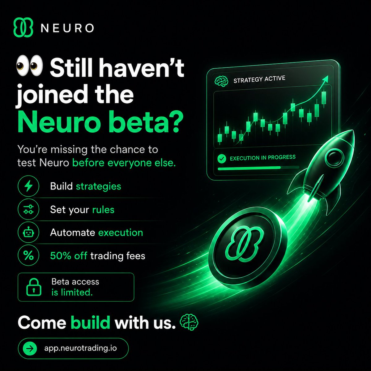 neuro_ai_trade's tweet photo. 👀 Still haven't joined the Neuro beta?
You're missing the chance to test Neuro before everyone else.
⚡ Build strategies
⚡ Set your rules
⚡ Automate execution
⚡ 50% off trading fees

Beta access is limited.
Come build with us. 🧠
👉 https://t.co/t2n0NaE6vh https://t.co/EEHxE4dEPi