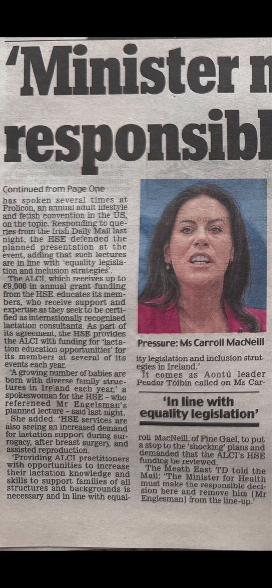 TheCountessIE's tweet photo. @UnityakaAontu But the HSE is quoted in the @irishdailymail as saying that his appearance is in line with “LGBTIQ+ inclusion policies and equality legislation”.  Who is telling porkies? https://t.co/sVrbdtvH0N