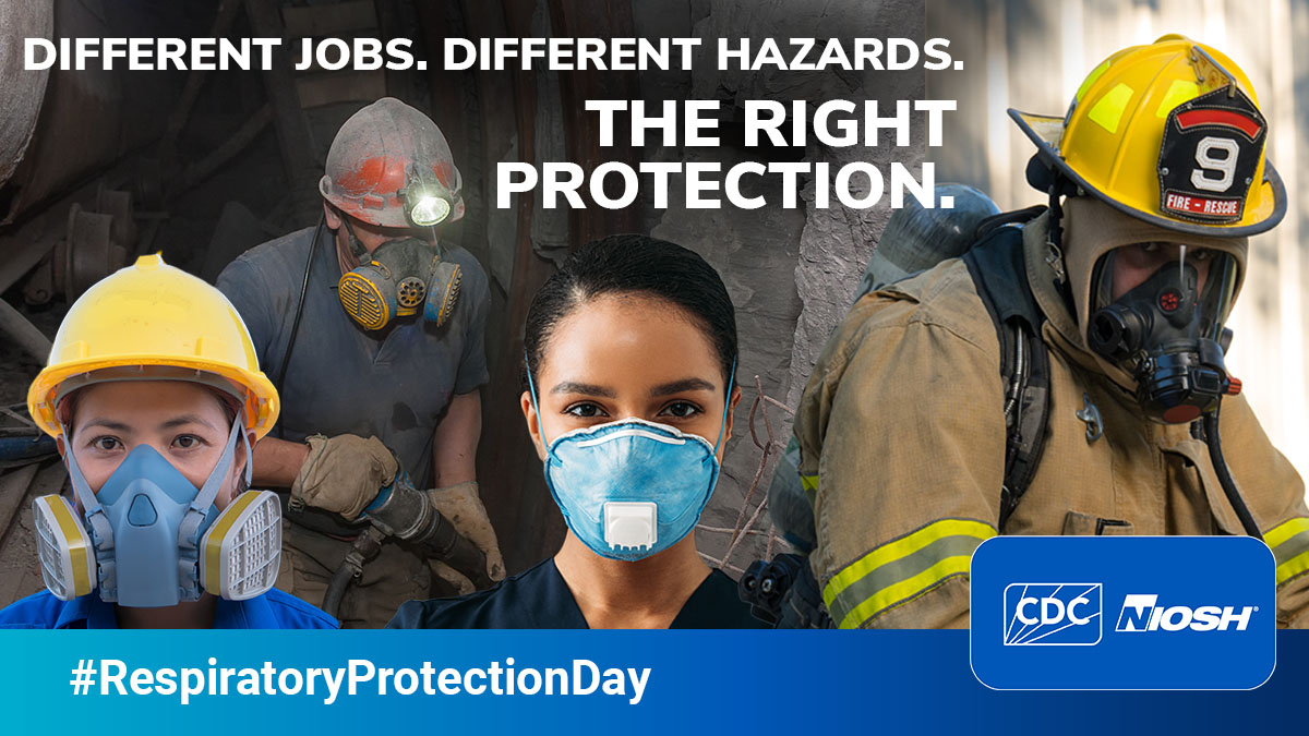 NIOSH's tweet photo. Today is #RespiratoryProtectionDay! Explore the NIOSH Respiratory Protection Resources for tools to support informed respiratory protection decisions: https://t.co/l18ofI6RFc https://t.co/7K6Zp74LGs