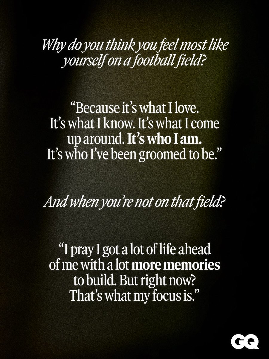 GQMagazine's tweet photo. Super Bowl-winning #PhiladelphiaEagles quarterback @jalenhurts: "The football field is one of the very few places I feel like I can be myself." Read Hurts's full interview with GQ's @zachbaron: https://t.co/cv273yEnIH https://t.co/Z9XC1UWUHz