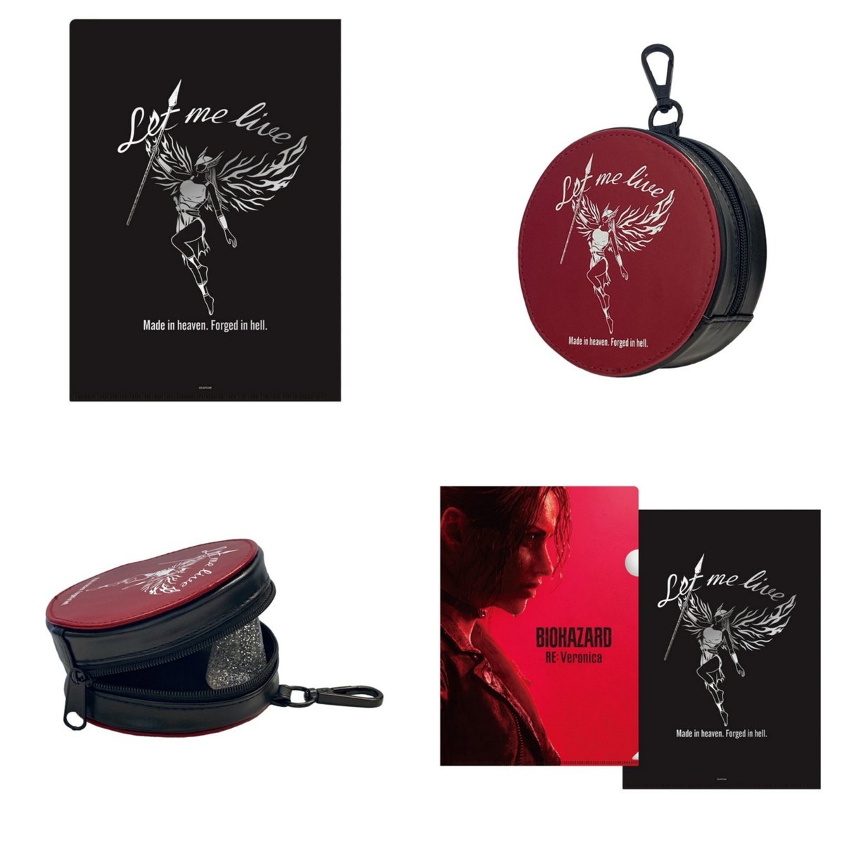 comfortredfield's tweet photo. resident evil veronica merch reveals “made in heaven. forged in hell.” as new slogan for claire redfield https://t.co/JwMl6dD6oX