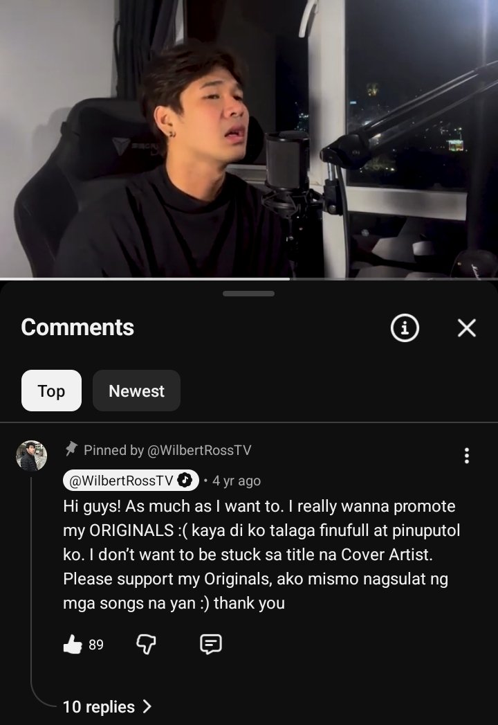 W1LBEAR's tweet photo. listening to w’s song covers atm tapos nabasa ko nanaman tong comment niya :((( getting emotional all over again coz he doesnt need to beg people to listen to his originals anymore :( look at him nowwww he finally gets to make music without having to prove that hes more than just a cover artist vvv proud of him 🥹🤍