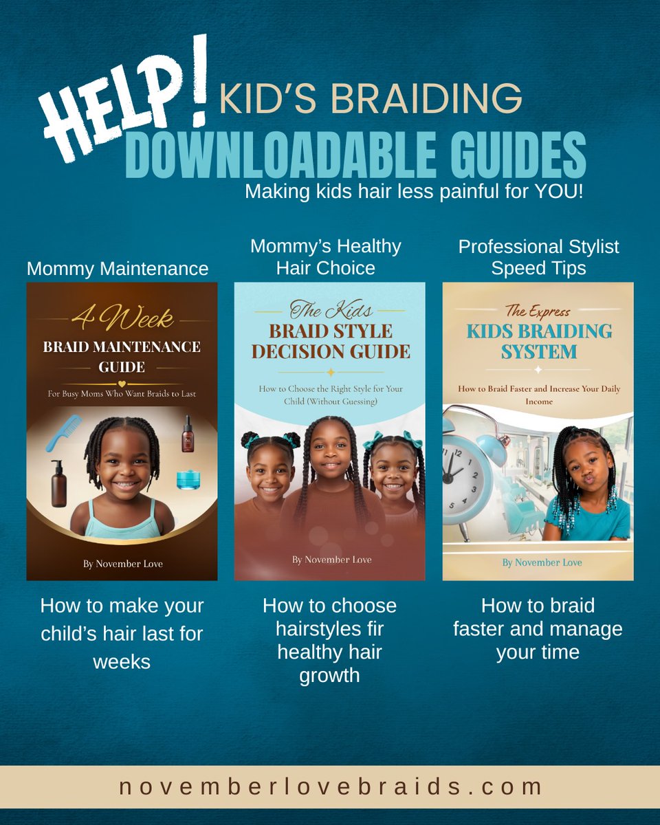 HilceF's tweet photo. Last day to bundle and save. Simple routines for moms and kid braiders: easier wash days, smoother braids, faster services, and less stress. Instant digital download. https://t.co/X909EKwIJV