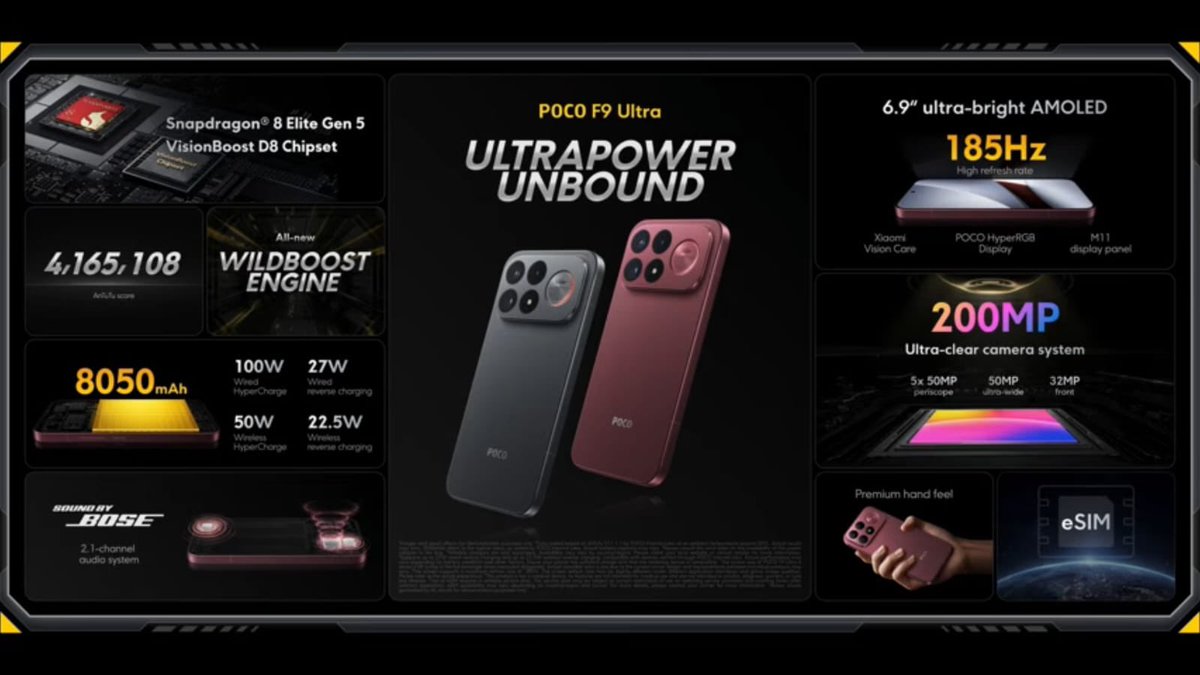 stufflistings's tweet photo. POCO F9 Ultra launched globally. https://t.co/wH4zK0FR45