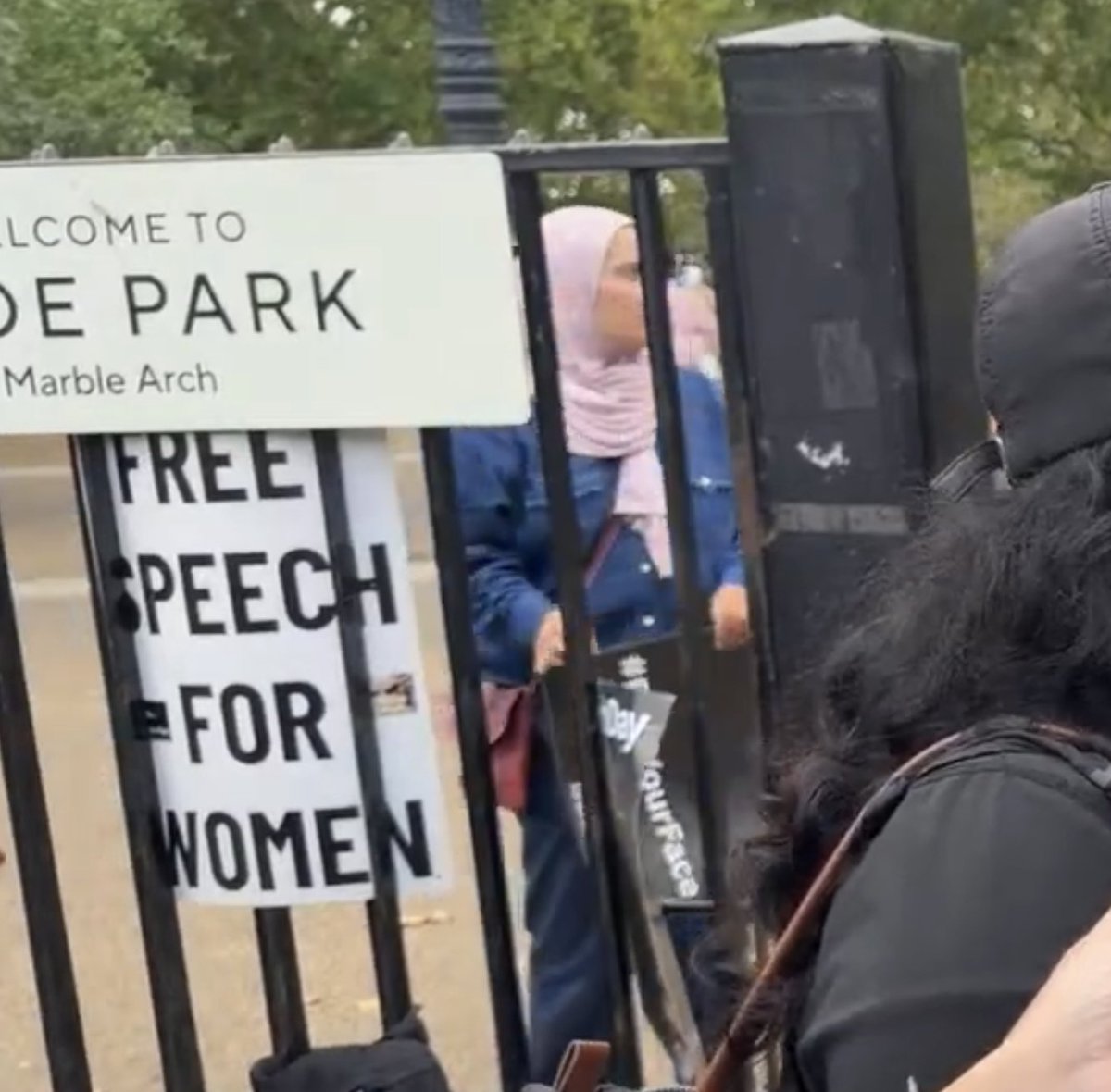 ThePosieParker's tweet photo. This woman didn't like our signs about women's rights so she thought she could steal them and rip them up.  I wish she'd fuck off and live somewhere a little more appropriate for her views. https://t.co/Q8QphZmgeJ