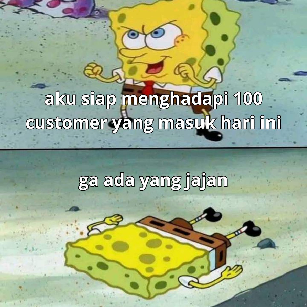 bremthing's tweet photo. alooo, misa bawain meme untuk bujuk cust kamu jajan lagi nih >___^ 💛 edisi meme spongebob, hihi.

aku kayaknya seminggu sekali bakal up meme deh ‘3’ stok meme mentahanku agak numpuk . . . cuman aku edit kalo mud ya mantimun 🌟 https://t.co/wQ9lDIYQS1