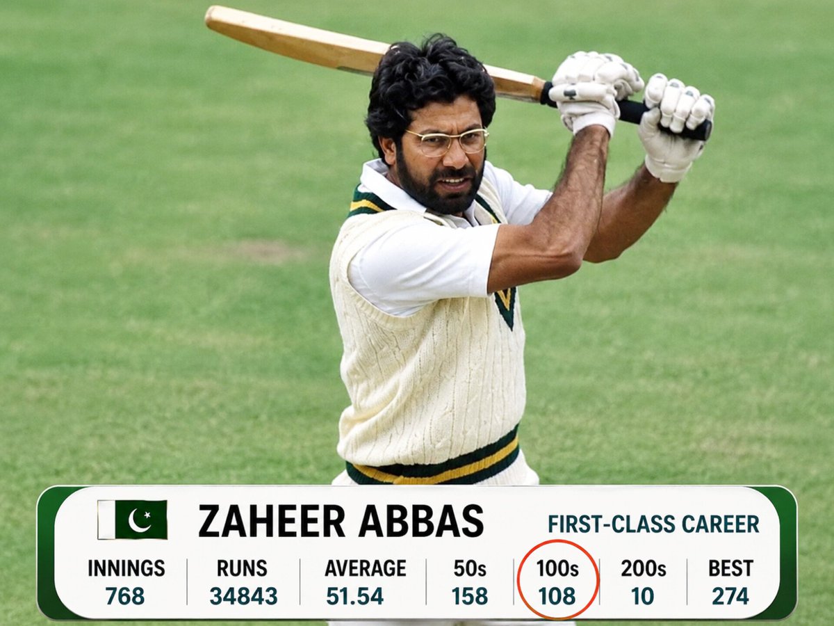 atsillypoint's tweet photo. In four separate first-class matches Zaheer Abbas made a double century and a century, and finished all eight of those innings not out. Nobody else in the history of the game has managed it once. Sunil Gavaskar wrote a book about the cricketers he idolised, and Zaheer Abbas is in it. So how is his name missing from every conversation about the past greats?

 The records, skills, stories and legacy of Zaheer Abbas are pretty incredible, and going through them properly makes the omission harder and harder to explain.

What were the records he held? He scored two centuries in the same first-class match on eight occasions, which is still the world record, and in four of those he made a double hundred and a hundred, unbeaten in every one of the eight innings. He is the only Asian batsman ever to reach 100 first-class centuries, finishing with 108 hundreds and 158 fifties, and he and Geoffrey Boycott are the only two men to bring up that hundredth century in a Test match. He averaged 87 against India across 19 Tests, with six hundreds. And Zaheer was a pioneer of aggressive white-ball batting decades before the term existed: across 62 ODIs from 1974 to 1985 he struck at 84.80, and among every player on earth with 1,000-plus ODI runs in that window, only two scored faster, Viv Richards and Kapil Dev.

What were his skills? A forward defensive stroke that could run away to the boundary, for a start. (Carl Hooper had the same gift a generation later, and nowhere near the defence to go with it.) ESPNcricinfo described Zaheer going onto the back foot and the front foot with equal facility, sometimes moving from backward to forward during the course of a single stroke, and still sending the ball crashing to the fence. The powerful forearms let him hit the ball out of the ground when he wanted to, but the method was always precision and timing rather than muscle. And he did all of it in spectacles, slightly built, without ever once resorting to force.

What was his legacy? The one man who rated him highly enough to write it down was Sunil Gavaskar. That book, Idols, is about the cricketers Gavaskar most admired, and Zaheer sits in it alongside Sobers, Rohan Kanhai, Viv Richards, Imran Khan, Javed Miandad and Bishan Bedi. Men who faced him, or watched him from twenty-two yards, understood exactly what they were looking at. His own era never had any doubt about him. It is only the lists written afterwards that lost him.

The numbers, the records and the stories all put Zaheer Abbas exactly where his contemporaries always did, which is among the very best who ever played.

They called you the Asian Bradman for a reason, Zed. Somebody should tell the lists.