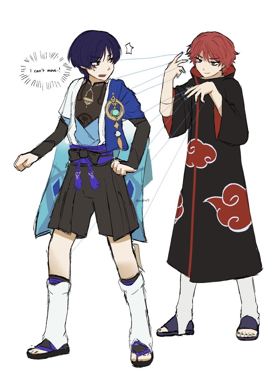 dwnt23_png's tweet photo. doodle of the pretty puppets #sasori #wanderer #scaramouche https://t.co/AJZ8IEVrSy