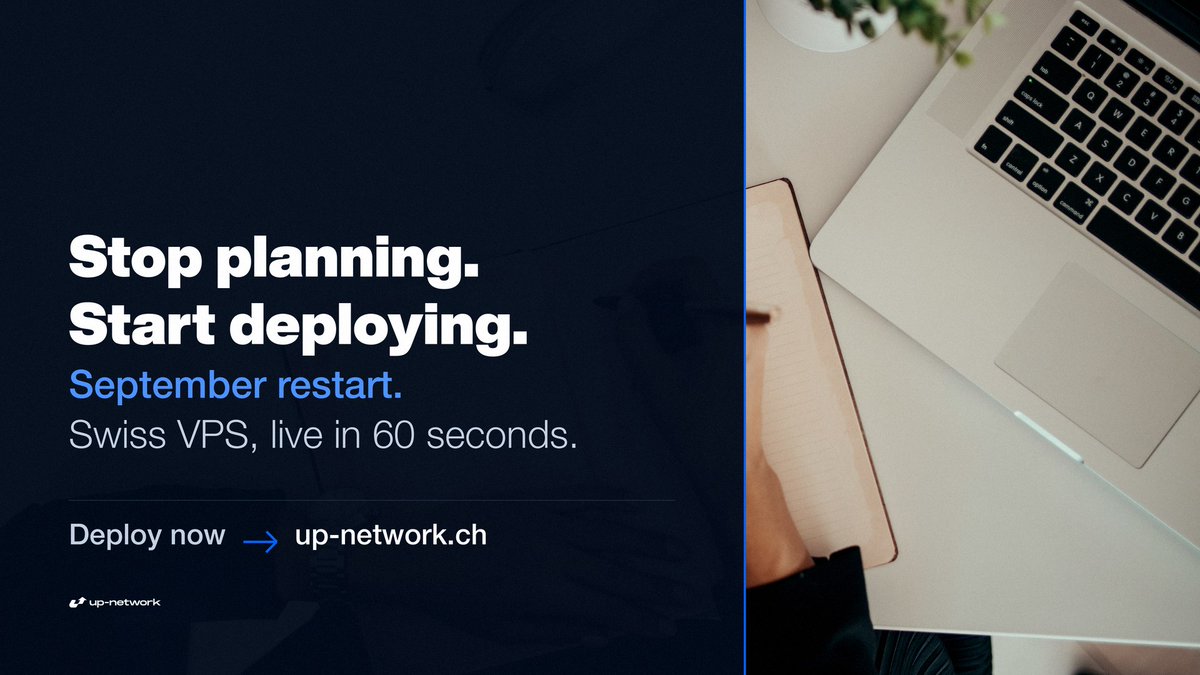 upnetworkch's tweet photo. Stop planning. Start deploying.

September restart. The project you keep postponing needs a server, not another meeting.

Swiss VPS, live in 60 seconds. Swiss support, no overselling.

https://t.co/XxsCDOLqRx https://t.co/k6UnxTHvxl