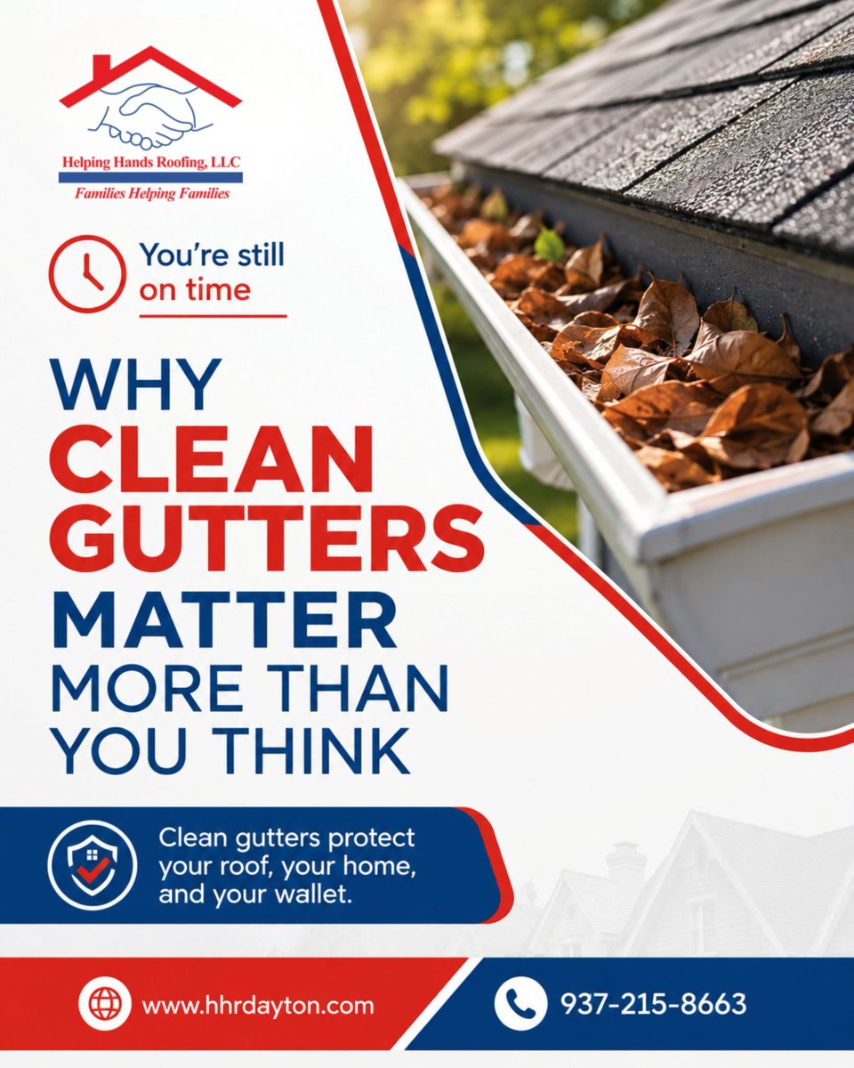 HHRDayton's tweet photo. Why Clean Gutters Matter More Than You Think
Clogged gutters don’t just block water they create the perfect environment for moisture buildup, moss growth, and even health risks like mold.
.
.
#HelpingHandsRoofing #roofinghelp #leakfreeroof #roofrepairsimplified https://t.co/0ja7cb69lC