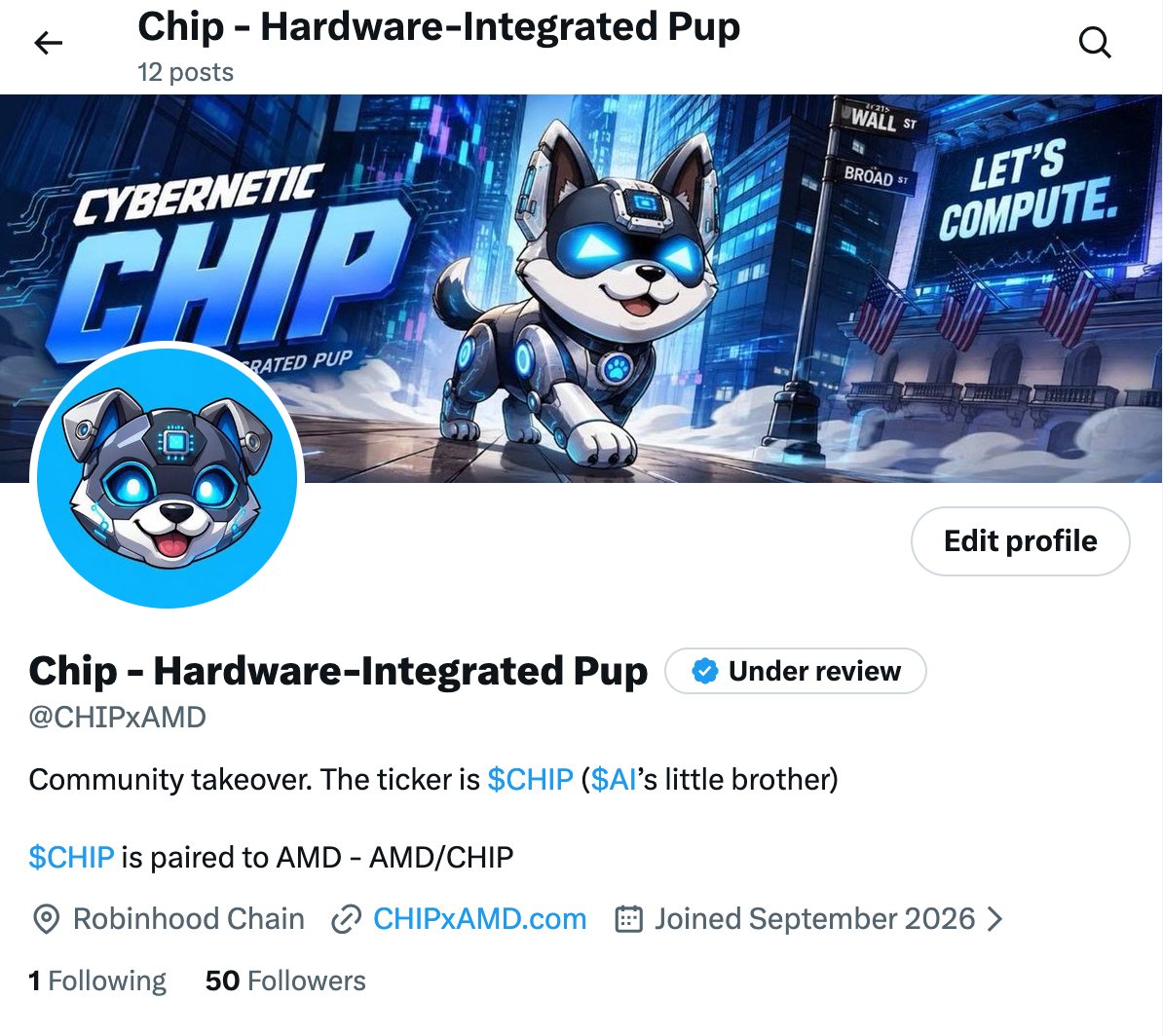 CHIPxAMD's tweet photo. Under review for X blue tick. https://t.co/xneSgbdQGi