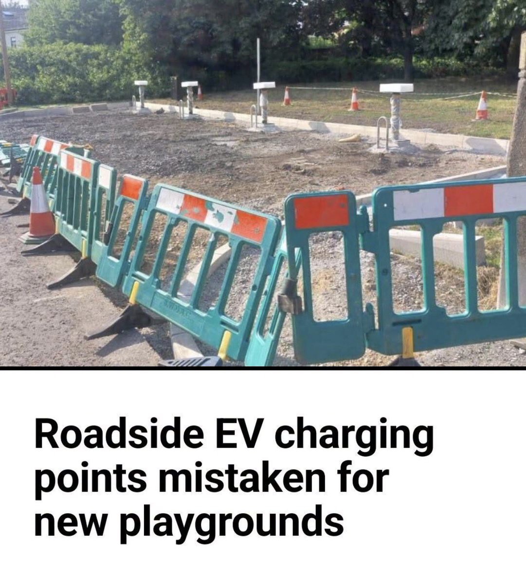JordanEVGuy's tweet photo. This is exactly how good news about EV infrastructure gets turned into a negative headline.

The Lancashire Telegraph has reported on new roadside EV charging points being installed under the headline…

“Roadside EV charging points mistaken for new playgrounds.”

Seriously?

Public and private investment is going into public EV charging infrastructure. 

New chargers are being installed. 

More people without driveways will have somewhere convenient to charge.

Access to cleaner transport.

That is the story.

Instead, we get a headline suggesting people have somehow been wandering past the works thinking a new playground is being built.

The desperation to turn it into a negative is crazy.

Creating fake outrage that they “should be building playgrounds instead”.

Looking at the photo, I’m struggling to see the swings, slides or climbing frames.

Does every construction site get “mistaken for new playgrounds”?

This matters because one of the most common criticisms of EVs is that “there aren’t enough chargers.”

Then when companies invest money into building more of them, somehow that gets presented negatively too.

We absolutely should scrutinise where chargers are installed, whether locations are appropriate and whether schemes provide good value where public money is involved.

But this work is done in consultancy, using sophisticated planning and mapping tools using multiple data points. 

But turning private investment in new public charging infrastructure into a ridiculous “people thought it was a playground” story helps nobody.

Not everything involving EVs needs a negative angle.