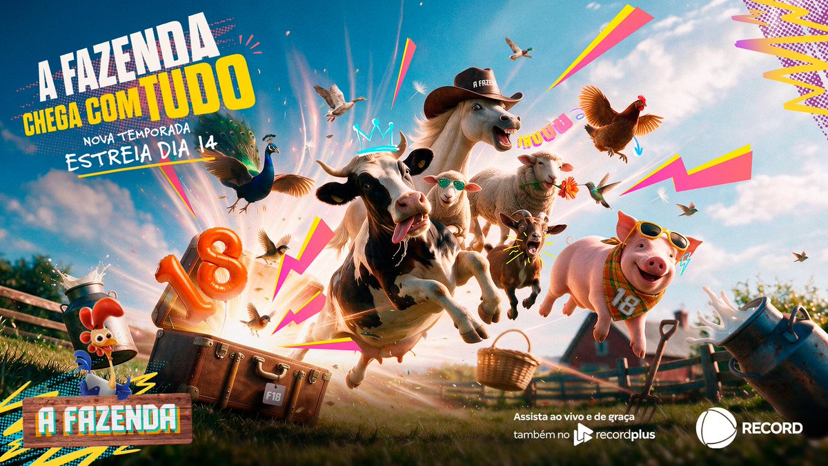 Record_Paulista's tweet photo. A porteira de mais uma temporada inédita de A Fazenda vai abrir com tudo!
Quem já está na contagem regressiva para acompanhar o fogo no feno?
A estreia é no dia 14 de setembro, na tela da RECORD Paulista e ao vivo no Recordplus.
#RecordPaulista #R7 #Recordplus https://t.co/hmYzQyt7MB