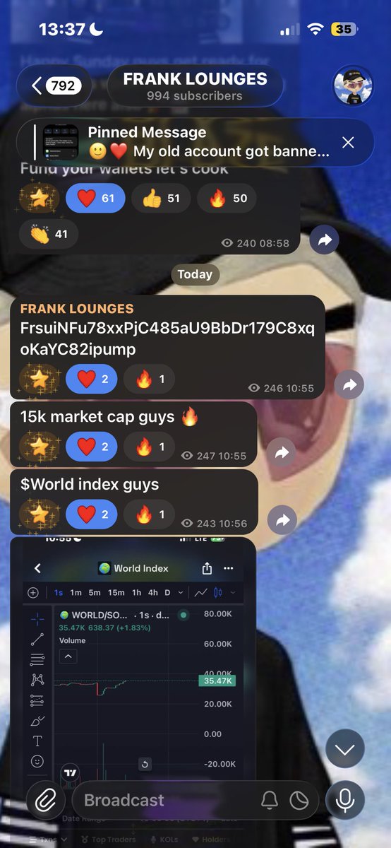 MrAlpha_001's tweet photo. Shilled @solworldindex to my cabal at 15k market cap guys   Now we are at 253k market cap 🚀🚀🚀

Shilled $Mobi  to my channel at 31k market cap and now we are sitting at 150k market cap 

What a good way to start the month. 

Join my channel Lets print and push token together 

https://t.co/aNod8BAsch
