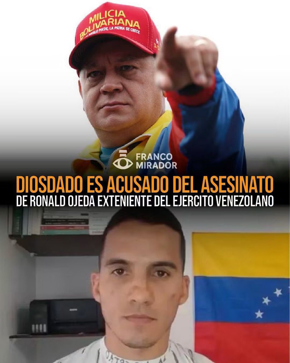 Alexmezza948's tweet photo. LA JUSTICIA CHILENA COMPROBÓ Y HA IMPUTADO POR CRIMEN DE LESA HUMANIDAD AL NARCO ASESINO TERRORISTA DIOSDADO CABELLO,COMO AUTOR INTELECTUAL Y FINANCIERO DEL MOUNSTROSO ASESINATO DEL TTE RONALD OJEDA 

ALERTA ROJA DE INTERPOL PARA ESTE NARCO TERRORISTA SOCIO DE TRUMP Y MARCO RUBIO https://t.co/pnqKdg39VK
