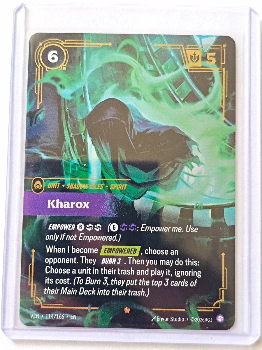 SouthJerseyCard's tweet photo. Vendetta singles and Riftbound in general are moving fast! 📦 

Kharox and Helm of Suppression off to their new homes. Man these cards are always so good looking and seem like great quality! 
#Riftbound #TCGCommunity https://t.co/umaEa20dLN