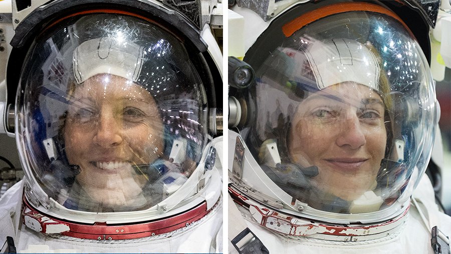 Space_Station's tweet photo. Astronauts Sophie Adenot of @ESA and Jessica Meir of @NASA set their suits to battery power and started their spacewalk at 8:40 a.m. EDT today. The duo will replace a navigational aid and work on a cosmic particle detector. More... https://t.co/bkPvJg4qcx https://t.co/wqZJy2t3S6