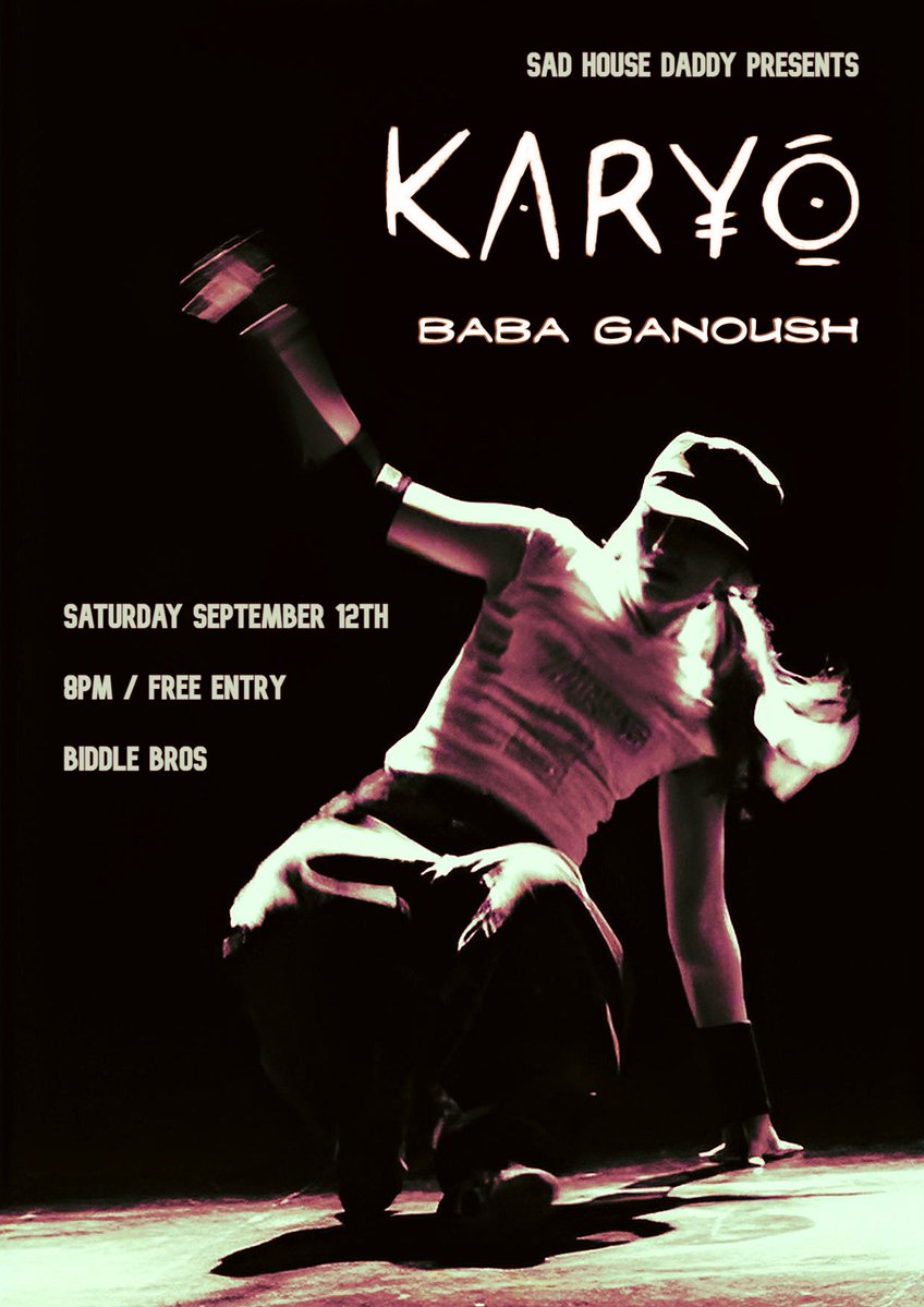 sadhousedaddy1's tweet photo. Live at E. London's BIDDLE BROS on Saturday September 12th:

KARYO + BABA GANOUSH

https://t.co/aWNJ08apo5

8pm/FREE ENTRY

#livemusic #gig #event #biddlebros #hackney #clapton #london #eastlondon #londongig #freeentry #saturday #karyo #babaganoush #music #newmusic #originalmusic https://t.co/zmB79JhDmG
