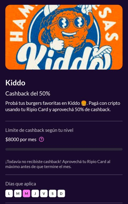 ahorrotwit's tweet photo. 🚨 MIÉRCOLES CON 50% OFF EN KIDDO 🍔🛵🔥
Con #RipioCard (cripto) vía @RipioApp 💳
👉 50% OFF en #Kiddo
💸 Tope según plan:
🔹 $1600 Bronze
🔹 $3200 Gold
🔹 $4800 Plat
🔹 $8.000 Black
👉 Pedís lo mismo… pero pagás la mitad 😏
¡Sacala gratis!
👇
https://t.co/uVfyr4vBOY https://t.co/M73MsHEcP8