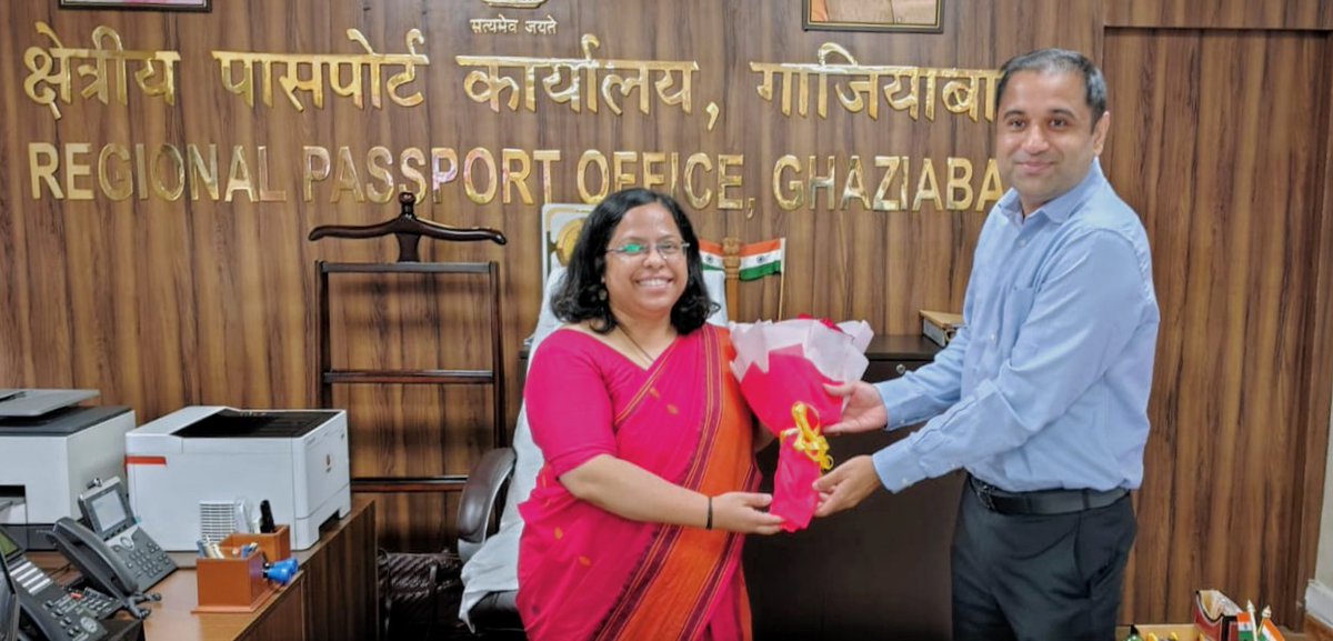 rpoghaziabad's tweet photo. सुश्री संजना आर्य, आई.एफ.एस. ने आज दिनांक 01 सितंबर 2026 को क्षेत्रीय पासपोर्ट कार्यालय, गाज़ियाबाद में क्षेत्रीय पासपोर्ट अधिकारी के पद पर कार्यभार ग्रहण किया।

Ms. Sanjana Arya, Indian Foreign Service (IFS) assumed the charge of the Regional Passport Officer at the Regional Passport Office, Ghaziabad, today, on 01 September 2026.

#PassportSevaJanSeva

@ranganathan_sr 
@mubarakbs 
@arjundeore