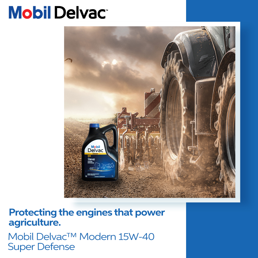 EddaTimonajn's tweet photo. Farm work is tough on engines. Mobil Delvac™ Modern 15W-40 Super Defense delivers reliable protection for diesel and petrol engines across agricultural and mixed fleets, helping them run smoothly through long hours of use. Available from AG https://t.co/vuPj0onzd9