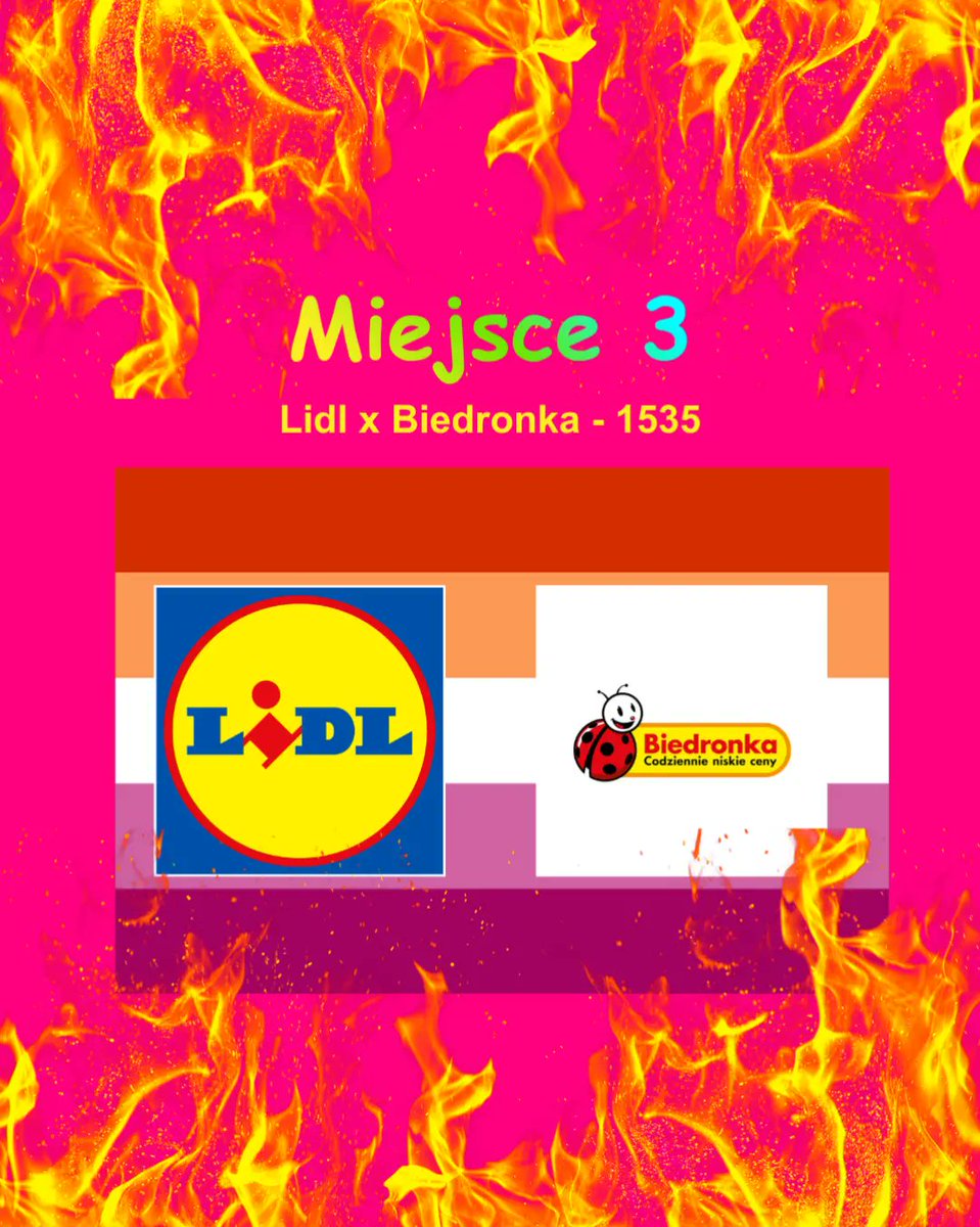 enwariinn's tweet photo. Miejsce 3
Lidl x Biedronka - 1535 głosów https://t.co/Th5uu5WHDe