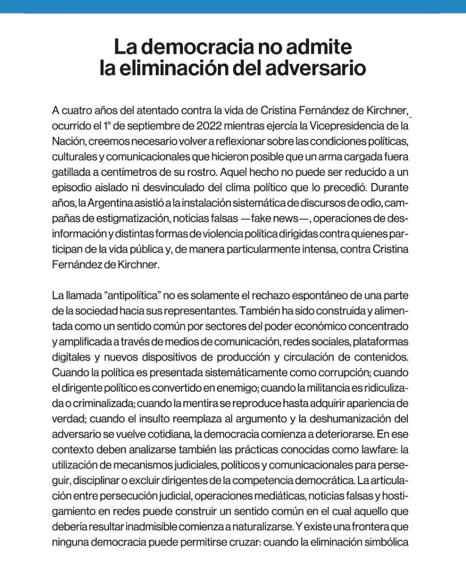 MarioSeccoOK's tweet photo. La democracia no admite la eliminación del adversario. 

Por más democracia, participación y respeto. https://t.co/2ftwGRYciQ