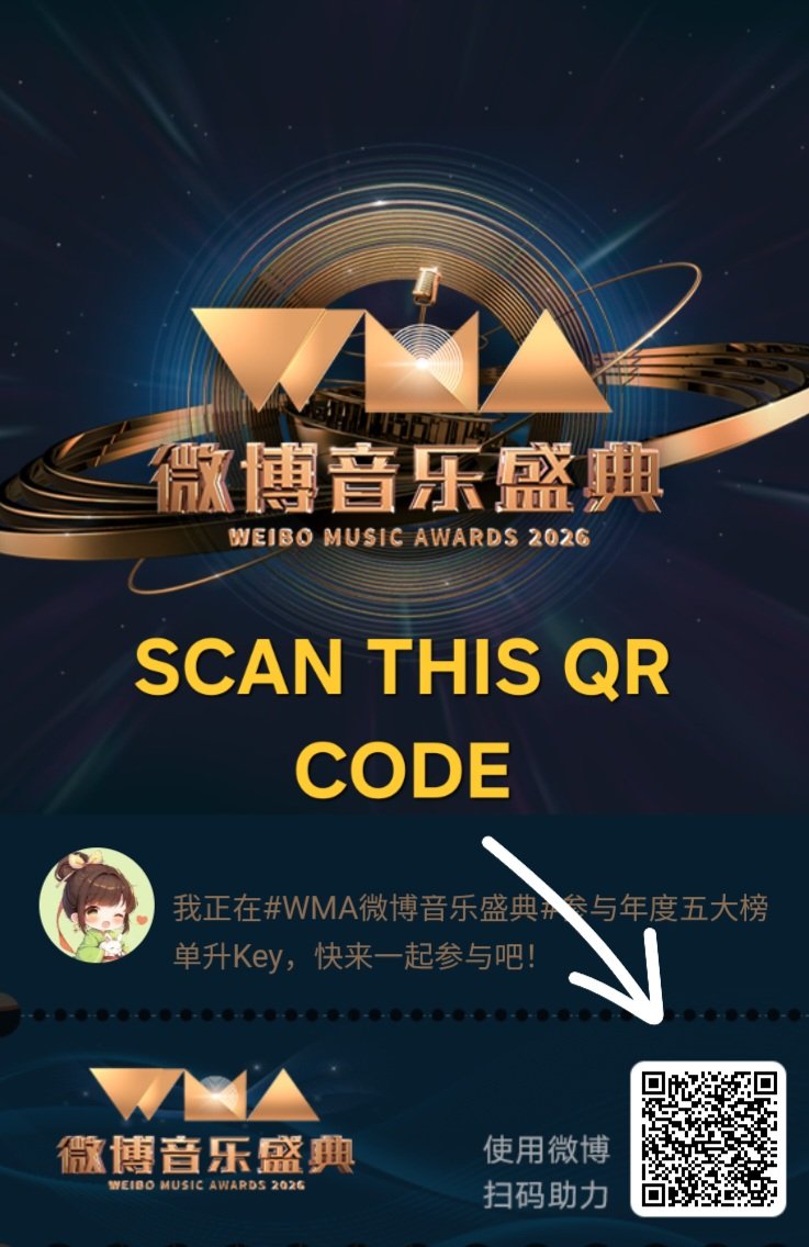 EvanVoting's tweet photo. [🗳] WEIBO MUSIC AWARDS 2026

Download the weibo app and create an account by phone number
iOS: https://t.co/PhBdXymShA
Android: https://t.co/uYOCWgZGVp

Scan the QR code or click this link: https://t.co/cPFOkbDA36

Vote for EVAN under:
✅️Overseas Song of the Year
✅️Overseas Artist of fhe Year

You can collect more votes by completing missions! Check the translation in the image below. 

🏅Overseas Artist: Top 10 artists receive the online honor. 

🏅Overseas Song: Top 10 overseas songs receive the online honor. 

🎁 If EVAN finishes #1–#3, the top fans on EVAN's Fan Contribution Ranking can also receive the offline viewing passes.

#EVAN #에반 @h_evva_n @evan_officialJP