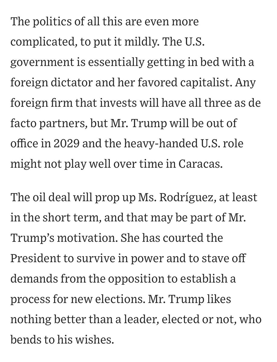 OrlvndoA's tweet photo. #AHORA | Editorial del WSJ dice que EEUU está fortaleciendo a Delcy Rodríguez, al menos en el corto plazo:

“El Gobierno de los EEUU se acuesta en la cama con una dictadora extranjera y su empresario favorito”. https://t.co/HabqCq33rq