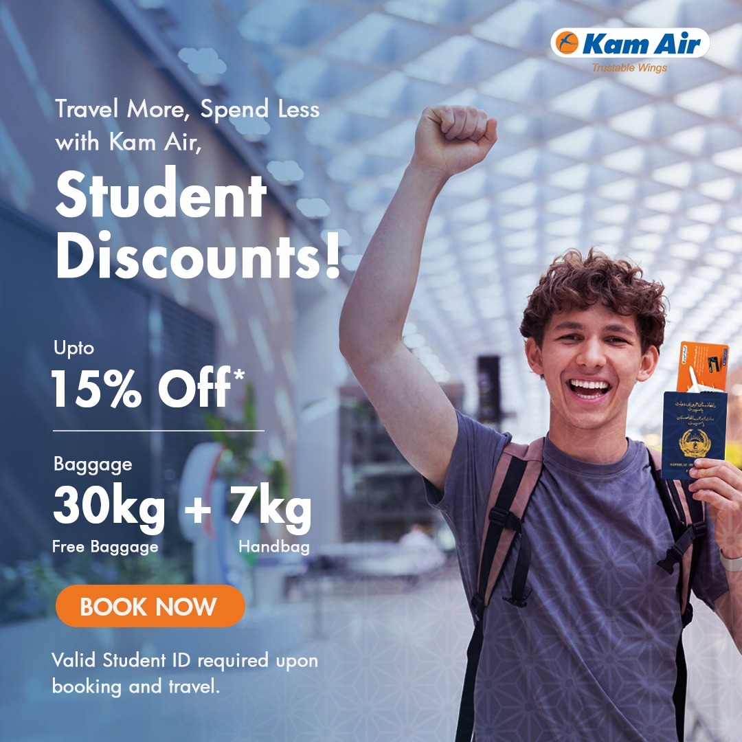 KamairRQ's tweet photo. Students, It’s Time to Fly for Less!
Students, your journey just got more rewarding. All you need is a valid Student ID at the time of booking and travel.
#KamAir #StudentDiscount #StudentTravel #TravelMoreSpendLess #FlyKamAir #StudentOffer https://t.co/oBY2Hk2jzU