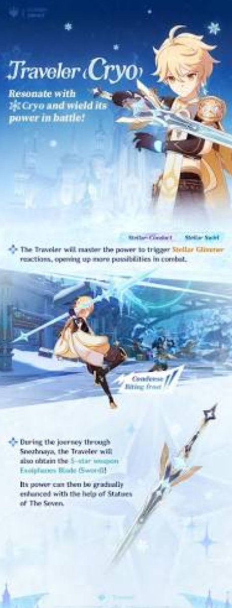 00UwU0's tweet photo. C4 Cryo Traveler leaks in 7.1! ❄️

• Unlock: Chapter VII Acts 3 &amp; 4
• 100% Cryo Infusion uptime
• EM-scaling shield barrier

Meta staple or instant bench? 👇

#Genshin #GenshinImpact #GenshinLeaks https://t.co/06BajvFgSU