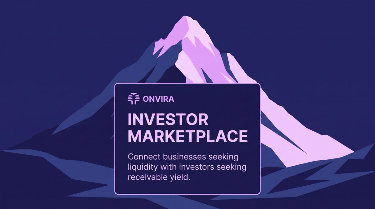 OnviraFund's tweet photo. Businesses need liquidity. Investors need access to real receivables.

Onvira connects both sides through an investor marketplace where verified invoice claims can meet capital seeking exposure to receivable-based opportunities. https://t.co/Q8cXIKExVM