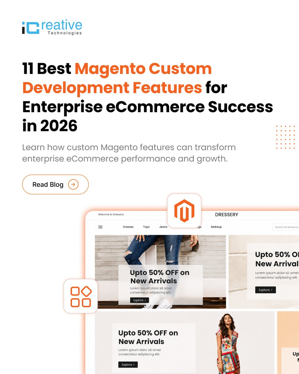 icreativeinc's tweet photo. ๐ Take your Magento store beyond the basics. Discover 11 custom Magento development features to boost performance, scalability, automation & customer experience in 2026.
Read Blog : https://t.co/Ks4hzf3oZv
#Custommagentodevelopment #magentodevelopment #magentocustomdevelopment https://t.co/UECnE5VyWp