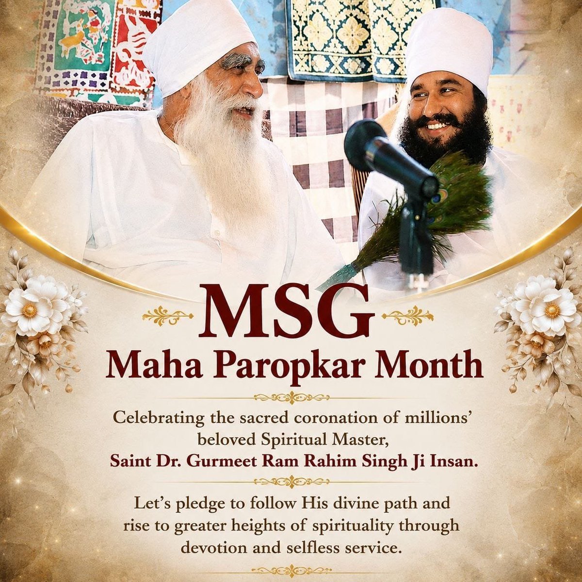 reet_insa08's tweet photo. September holds special place of pride &amp; spiritual significance in the history of DSS. In 1990, Shah Satnam Singh Ji Maharaj succeed Saint Gurmeet Ram Rahim Singh Ji as spiritual master. To further guide real meanings of humanity &amp; righteous path to everyone. 
#MahaParopkarMonth https://t.co/0RyuOZMwJ8