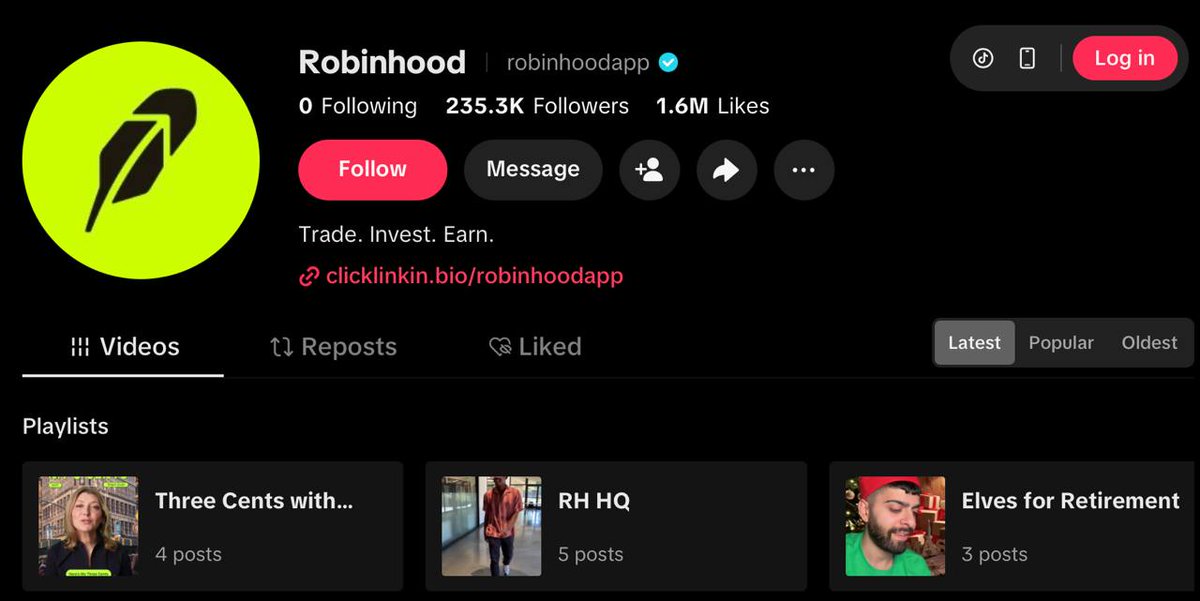 TaxCollectooor's tweet photo. Elves for Retirement is the official RobinHood onboarding cult on TIKTOK

https://t.co/sphavm5V3a

VLAD also did it himself: https://t.co/efrVYaRt2T

https://t.co/F9TOYU3nWs

Generetional play.

CA: 0xd79e219300d5d8afd5eb0e71cd1ad1e98ee98b0f https://t.co/kxDkWKHLSI