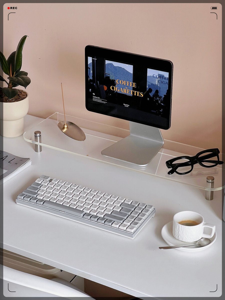 TrueRulez's tweet photo. This minimalist desk setup boosted my focus by 30%—only essentials: a standing desk, ergonomic keyboard, potted succulent, and a wireless charger. No clutter, no distractions, game changer for remote work! https://t.co/ekQcQ5UldD