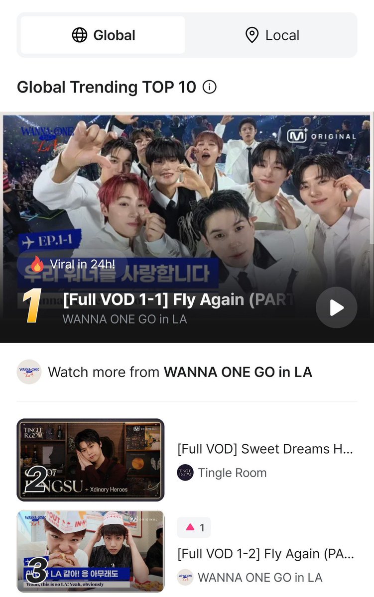 aeyaaaa4's tweet photo. Wanna One Go LA langsung menempati posisi 1 dan 3 untuk "Global Trending Top 10" serta posisi 1 untuk "Local Trending Top 10"  dalam kurun waktu tiga jam setelah penayangan perdana tadi sore.

#WANNAONE #워너원
#WANNAONEGOINLA https://t.co/FNtVMEFhn6