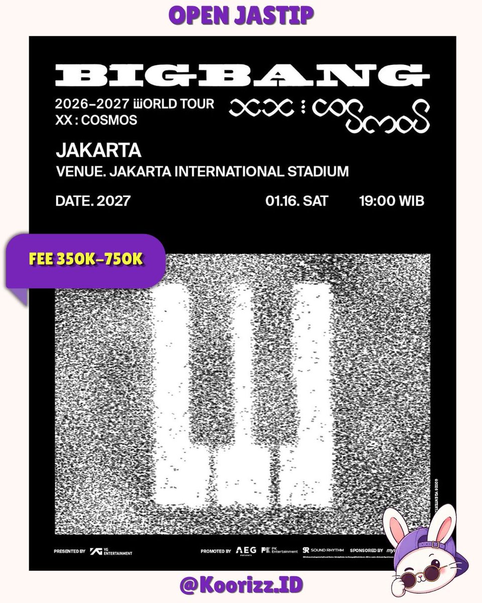 koorizzid's tweet photo. 🚨 OPEN JASTIP TIKET BIGBANG JKT🚨 

 📍JIS - 16 January 2027
✨ Jastip Only
 💸 Fee start 350k - 750k

📩 Secure slot dari sekarang sebelum full booked 🤍
https://t.co/lSDakmgG2x

#jastip #jastipbigbang #konserbigbang #bigbang https://t.co/3VSpfbhJMa
