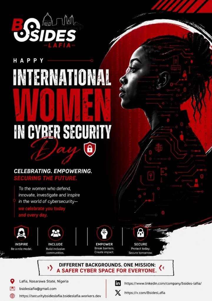 BsidesLafia's tweet photo. ❤️��🔥 Happy International Women in Cyber Security Day! 👩🏾‍💻🔐

Today, BSides Lafia celebrates the incredible women who are defending, innovating, investigating, leading, and shaping the future of cybersecurity.

 #CyberSecurityWomen #BSidesLafia #Lafia #Nasarawa #WomenInTech https://t.co/59ya7e0sYP