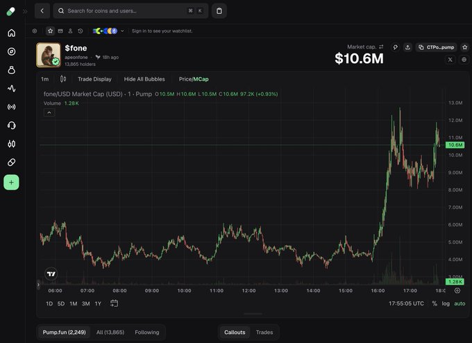 apeonsfone's tweet photo. $fone is now verified on both pumpfun &amp; fomo.  

united by instinct.  

different apps. same fone. https://t.co/OsqxgNmH7y
