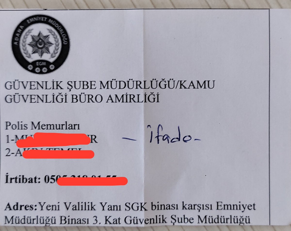 MusabAslanYusuf's tweet photo. Az evvel polis evime gelip bu kağıdı verdi, twit attığım için ifadeye çağırıyorlarmış.
Bu da bir başka baskılama yöntemi!
Yürüyemezsin
Konuşamazsın
Eleştiremezsin
Twit atamazsın
İşte size AKP TÜRKİYESİ...

TutuklulukZulmünü Bitirin
AlparslanHocaya Özgürlük
SemraHocaya Özgürlük https://t.co/FHNZFowB8L