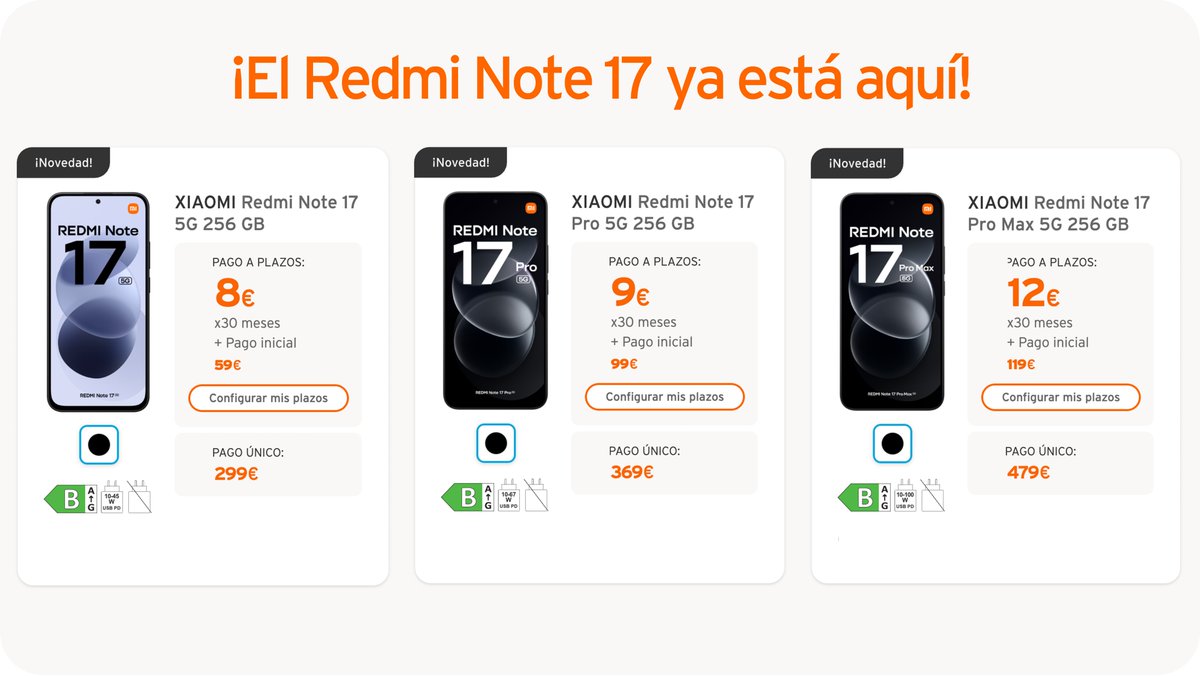simyo_es's tweet photo. ¡El Xiaomi Redmi Note 17 ya está aquí! 🙌
Redmi Note 17, Redmi Note 17 Pro o Redmi Note 17 Pro Max, ¡tú eliges! 😉 👉 
https://t.co/UYrDdfcuNg #fichajessimyo #moviles #Xiaomi #RedmiNote #smartphone #simyo https://t.co/00vG5QOgpO