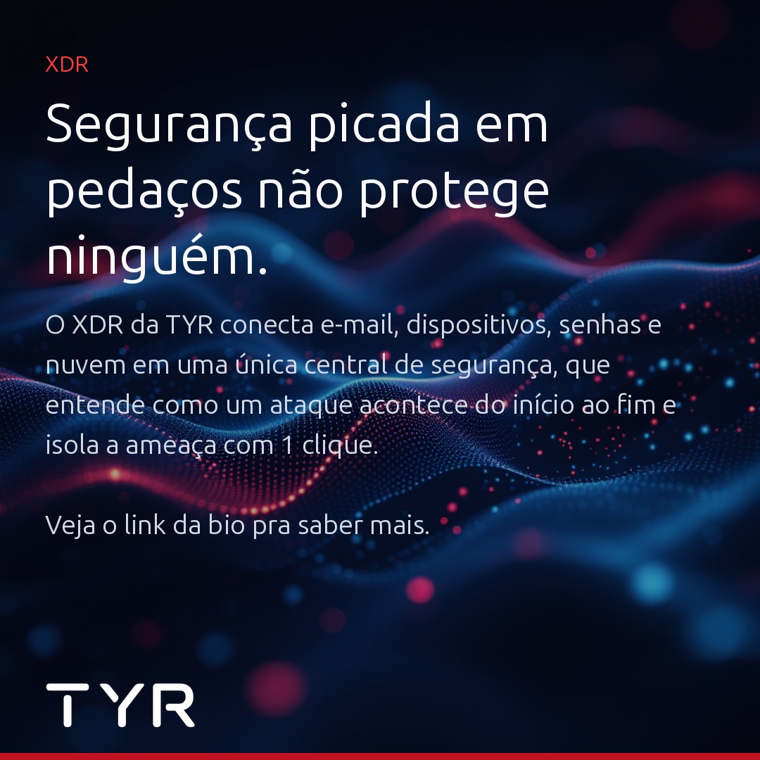 tyr_iT's tweet photo. Ferramentas de segurança soltas deixam brechas perigosas. O XDR da TYR une e-mail, dispositivos, senhas e nuvem numa só central — detecta e responde a ataques com 1 clique. Saiba mais: https://t.co/vImvESK1qT #XDR #Cibersegurança https://t.co/b8JIJZksNA