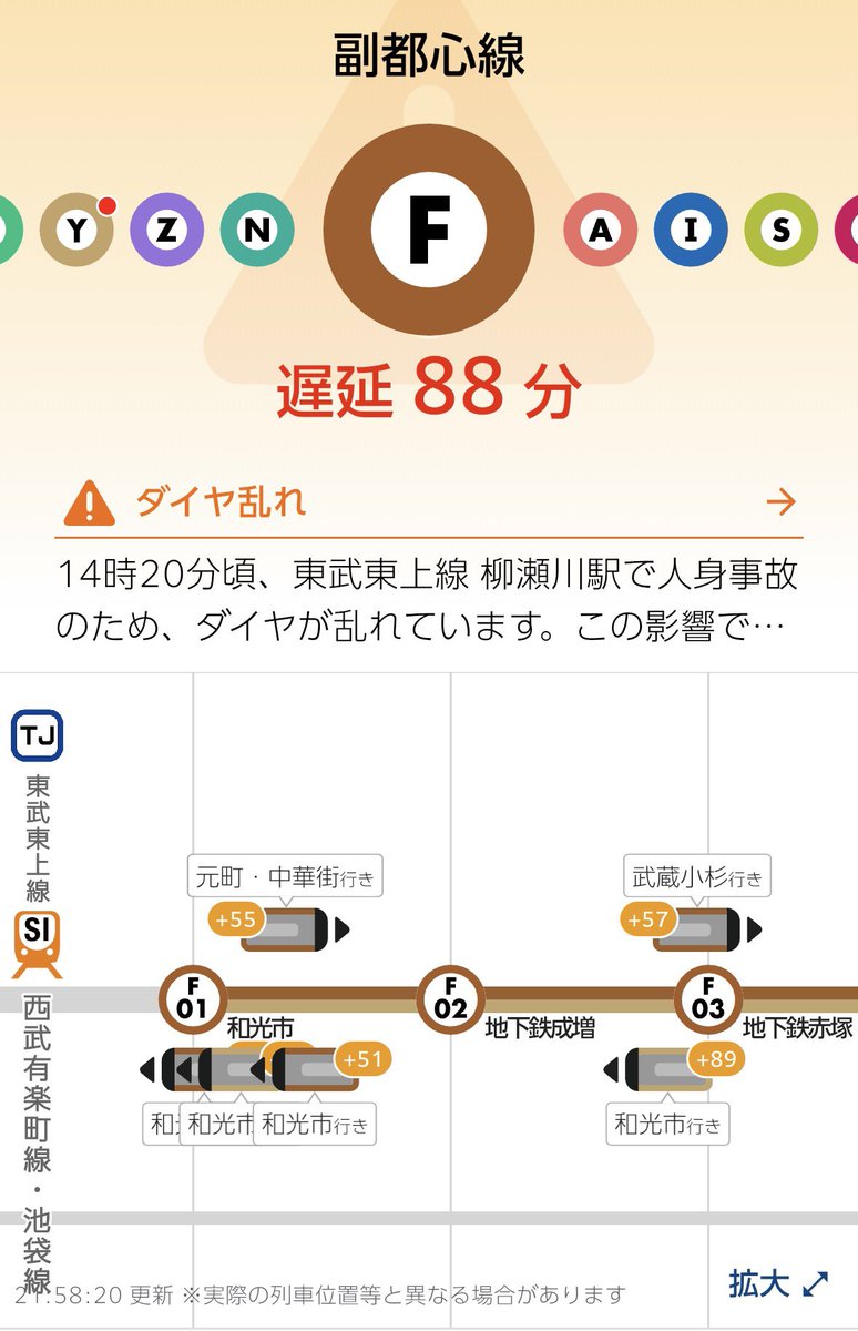 moramaruseal's tweet photo. 有楽町線・副都心線ダイヤ乱れ。
直通中止して全部和光市行きにした結果、折り返し間に合ってないのか和光市方面が激詰まり https://t.co/jmlZNOPeJm