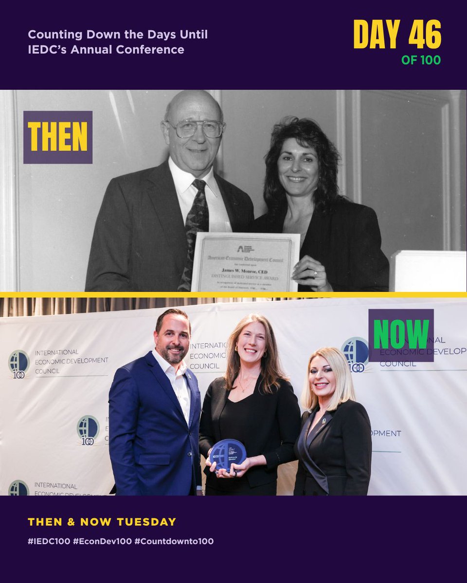 IEDCtweets's tweet photo. Then &amp; Now Tuesday 🏆

From a leadership award at the 1994 AEDC Annual Conference to BrittanySickler receiving the 2026 IEDC Federal Leadership Award, great leadership deserves recognition.

Submit an Industry Leaders Award nomination by Sept. 18: https://t.co/bXmGXvCyS2 https://t.co/62Lpx2IW1L