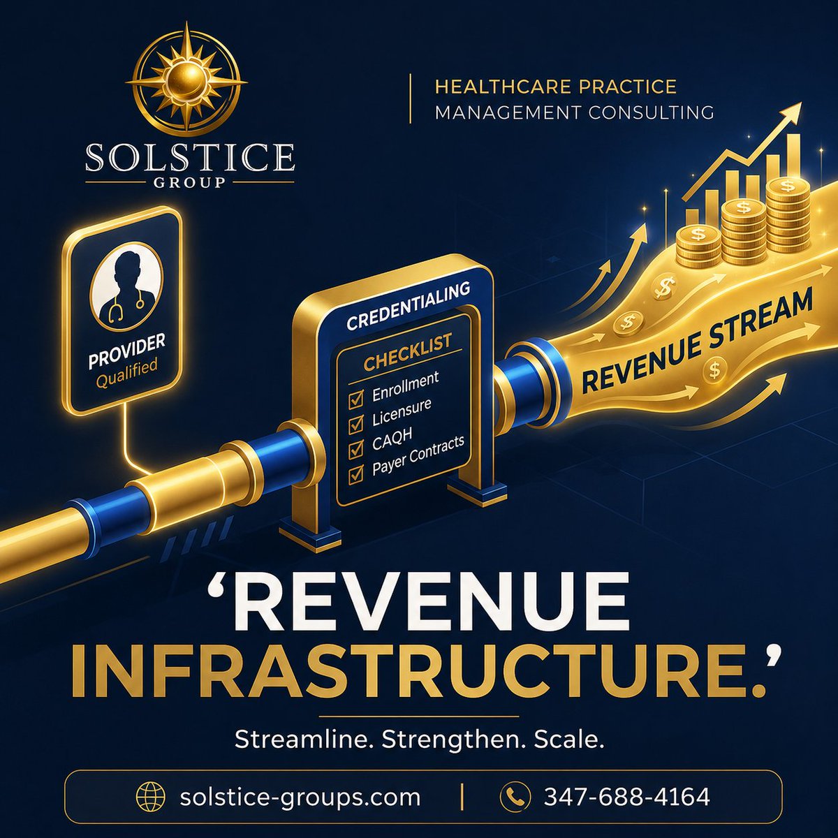 Solstice_Group's tweet photo. A provider who cannot bill cannot generate revenue. Credentialing is not paperwork — it is revenue infrastructure. Start early. #Credentialing #RevenueCycleManagement https://t.co/K5wMAw4R17