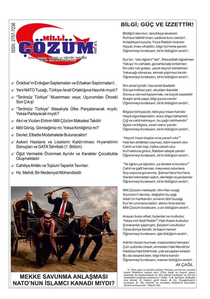 millicozum's tweet photo. Milli Çözüm Dergisi 276 - EYLÜL 2026 SAYIMIZ  ÇIKMIŞTIR

https://t.co/0Ox1UrYkRV https://t.co/ZaJqStRsbi