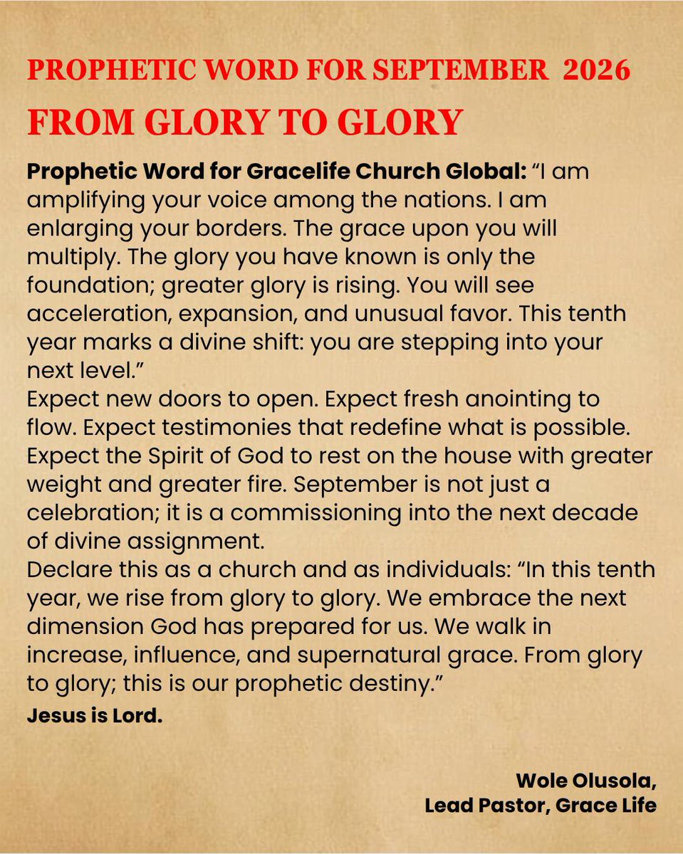 gracelifengr's tweet photo. FROM GLORY TO GLORY! โจ
Welcome to September, our month of celebration! ๐ As we mark 10 years of Godโs faithfulness, we step into greater glory, favour, expansion and supernatural impact.
Greater glory. Greater doors. Greater testimonies! ๐๐ฝ
#GraceLife #GloryToGlory #newmonth https://t.co/RJzSieUmWD