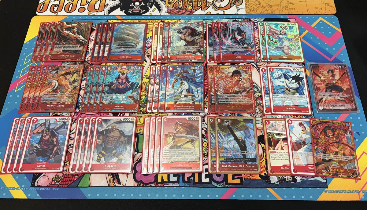 bzhangg's tweet photo. My first locals for OP17~
5-0 with Red Ace 🔥 
The deck does brick a little at times… but I’ve got some shiny cards, so let me cope 🥰

Shoutout to @Yonxlj for the list! 
I only changed 1 card which was the 0c for a 4k event and it does come up 🙏 https://t.co/yqaNVttF64