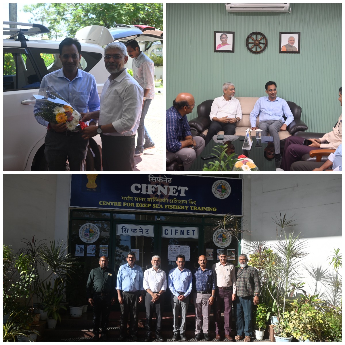 CifnetH's tweet photo. Shri Subhash Chandra,Director-Fisheries (IT &amp; Media), DoF, visited CIFNET Kochi on 01.09.26 and convened a VC with MPEDA to demonstrate the Fish Catch Module in Nabhmitra v2.He subsequently visited various sections and inspected the training facilities. @FisheriesGoI @PIB_MoFAHD https://t.co/7GjovL4XWR